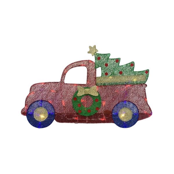 Gemmy Flat-tastics LED Multi 22.4 in. Christmas Truck Yard Decor