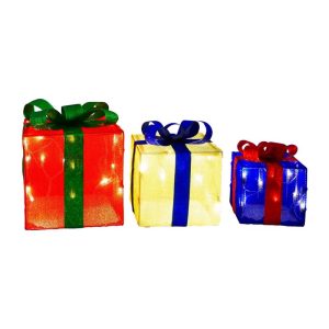 Celebrations LED Clear/Warm White 10.63 in. Lighted Gift Boxes Yard Decor