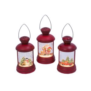 Gerson Red Spinning Water Globe Lantern Indoor Christmas Decor
