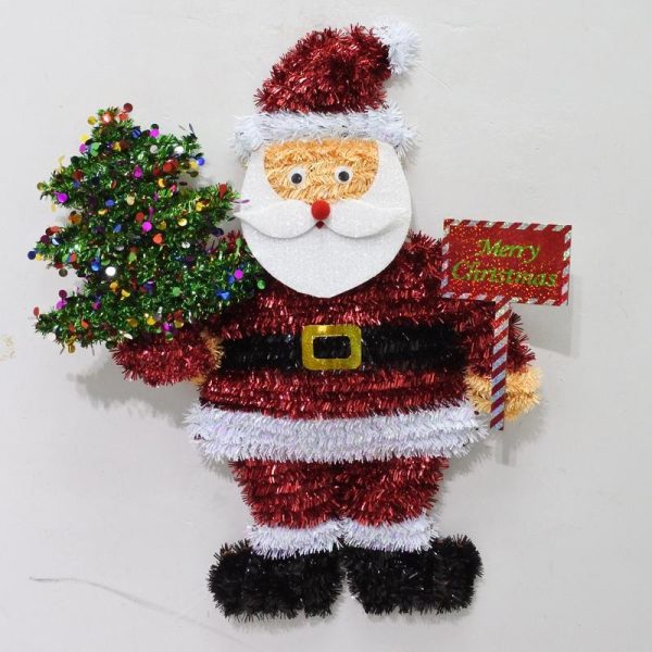 F C Young Multicolored Santa with Tree and Sign Indoor Christmas Decor