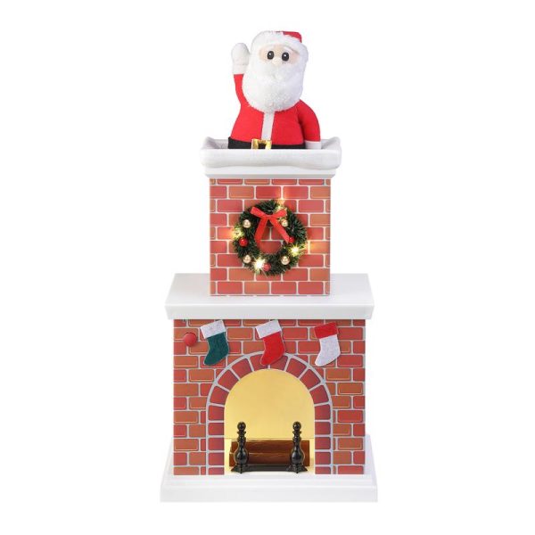 Mr. Christmas LED Multicolored Animated Santa in Chimney Indoor Christmas Decor