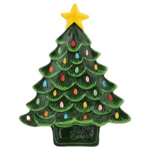 Mr. Christmas Multicolored Green Tree Platter with Dip Section Indoor Christmas Decor