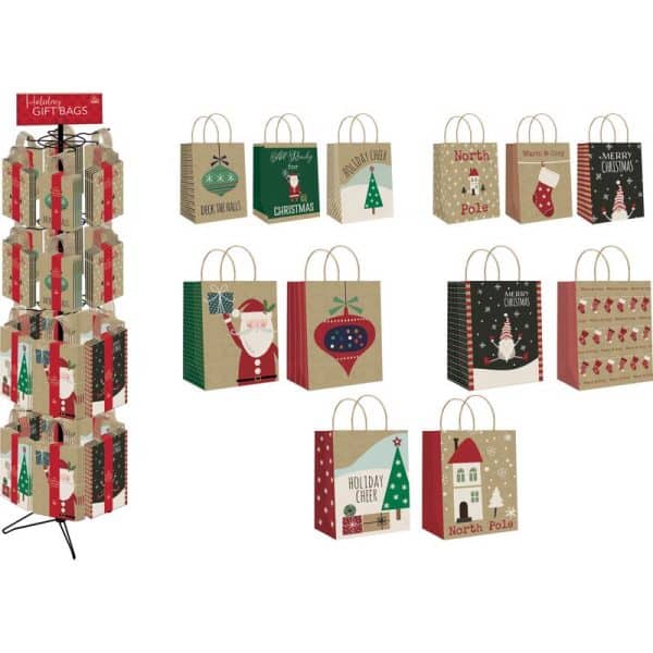 Paper Image Assorted Assorted Kraft Christmas Gift Bag