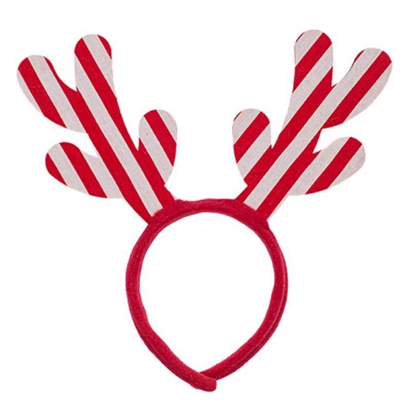 Dyno Red/White Candy Cane Striped Antler Headband Indoor Christmas Decor