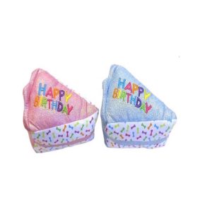 Multipet Assorted Birthday Cake Slice Plush Dog Toy 6 in. 1 pk