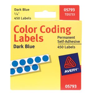 Avery 0.25 in. H X 1/4 in. W Round Blue Color Coding Label 450 pk