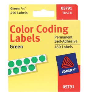 Avery 0.25 in. H X 1/4 in. W Round Green Color Coding Label 450 pk