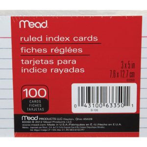 Mead 3 in. H X 5 in. W Ruled Index Cards White 100 pk
