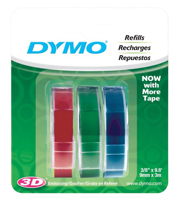 Dymo Self-Adhesive 3/8 in. W X 9.8 ft. L Blue/Green/Red Embossing Label Maker Tape