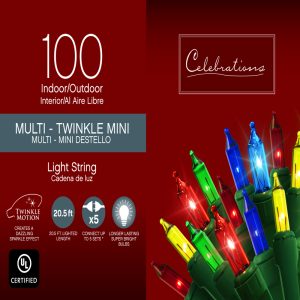 Celebrations Incandescent Assorted 100 ct String Christmas Lights 20 ft.