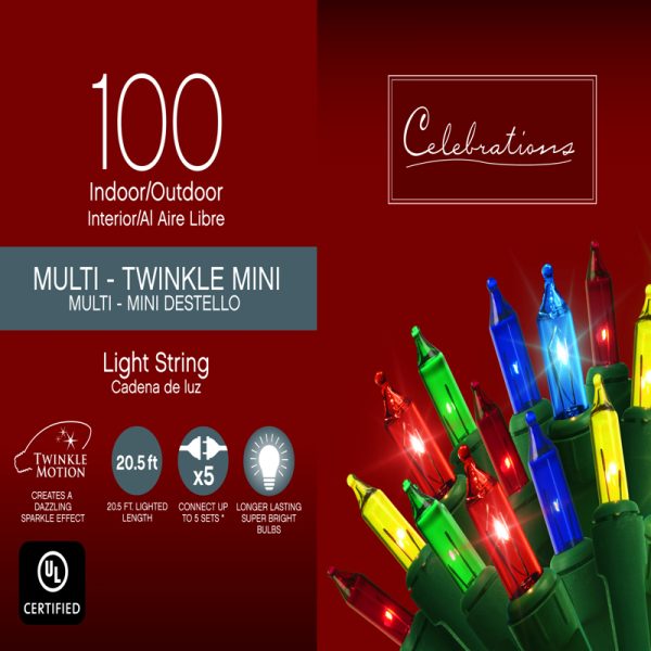 Celebrations Incandescent Assorted 100 ct String Christmas Lights 20 ft.
