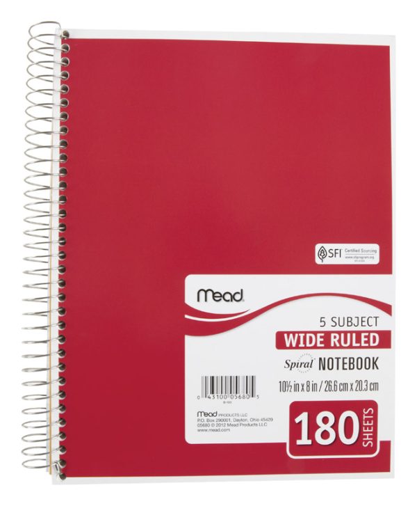 Mead 8 in. W X 10-1/2 in. L Wide Ruled Spiral Notebook