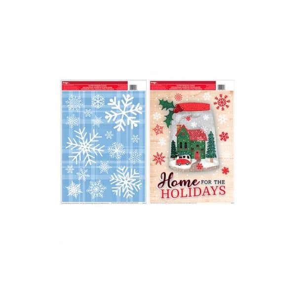 Impact Innovations Non-Electric Multicolored Christmas Window Clings Indoor Christmas Decor 1.2 in.