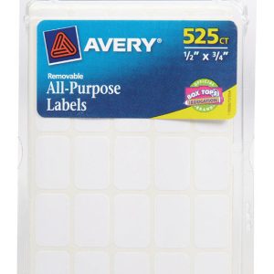 Avery 1/2 in. H X 3/4 in. W Rectangular White Labels 525 pk