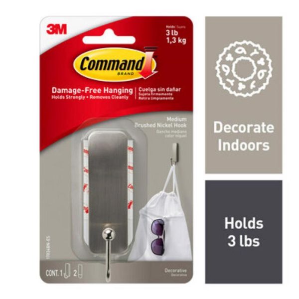 Command Medium Metal Hook 3.0 in. L 1 pk
