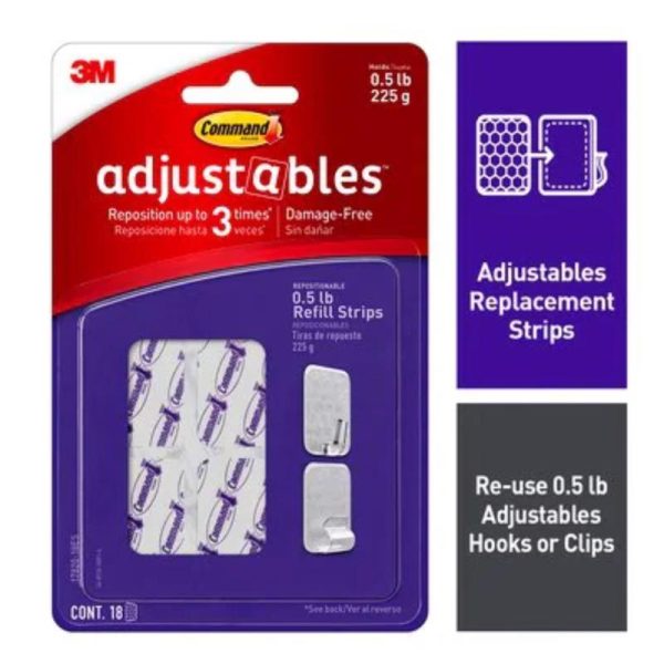 Command Adjustables Small Plastic Refill Strips 1.32 in. L 18 pk