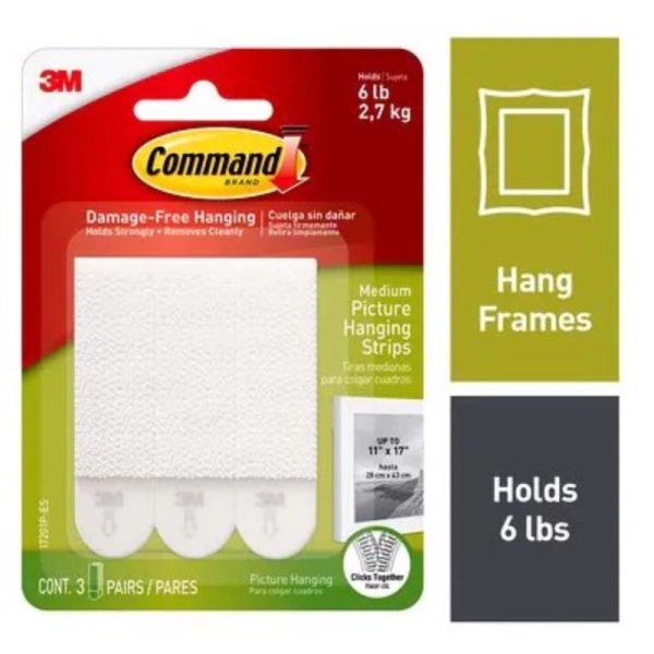 3M Command White Medium Picture Hanging Strips 6 lb 12 pk