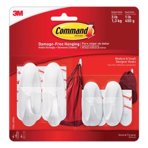 Command Medium Designer Hooks 3.15 in. L 4 pk