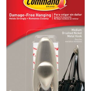 Command 3-1/4 in. L Brushed Nickel Metal Medium Hook 3 lb. cap. 1 pk