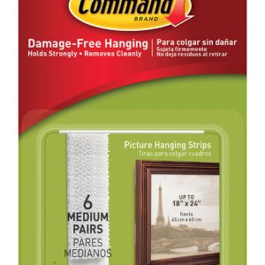 3M Command White Medium Picture Hanging Strips 12 lb 6 pk