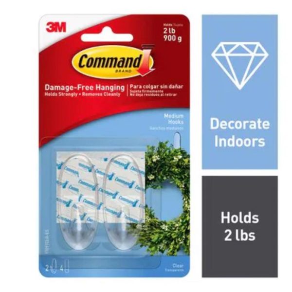 Command Medium Hook 1.625 in. L 2 pk