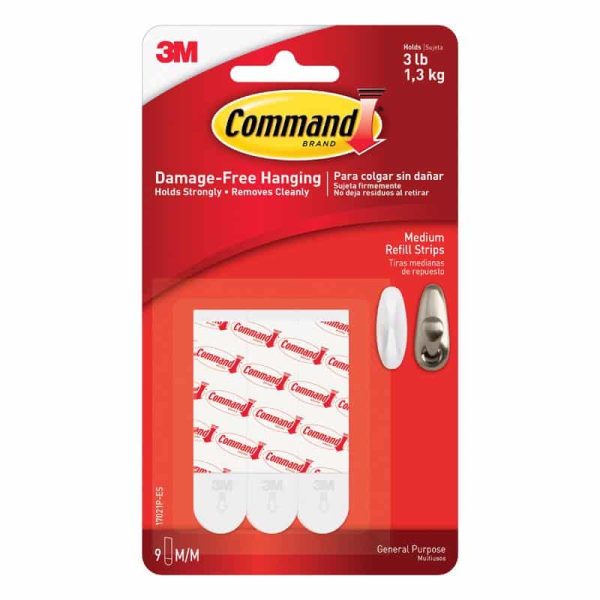 Command Medium Adhesive Strips 2.75 in. L 9 pk