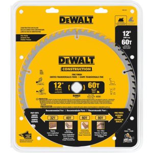 DeWalt 12 in. D X 1 in. Fine Finish Miter Saw Blade 60 teeth