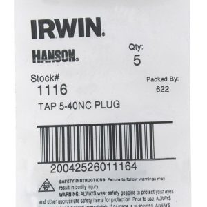 Irwin Hanson High Carbon Steel SAE Plug Tap 5-40NC  5 pc