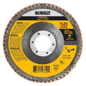DeWalt FlexVolt 4-1/2 in. D X 7/8 in. S Ceramic Flap Disc 80 Grit 1 pk