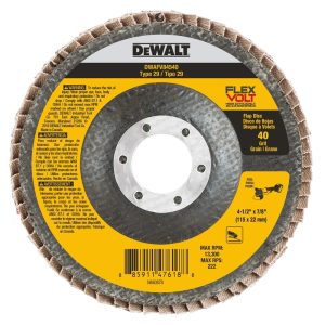 DeWalt FlexVolt 4-1/2 in. D X 7/8 in. S Ceramic Flap Disc 40 Grit 1 pk