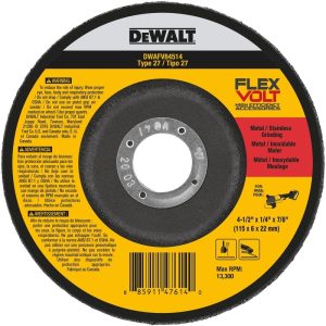 DeWalt FlexVolt 4-1/2 in. D X 1/4 in. thick T X 7/8 in. S Metal Grinding Wheel 1 pc
