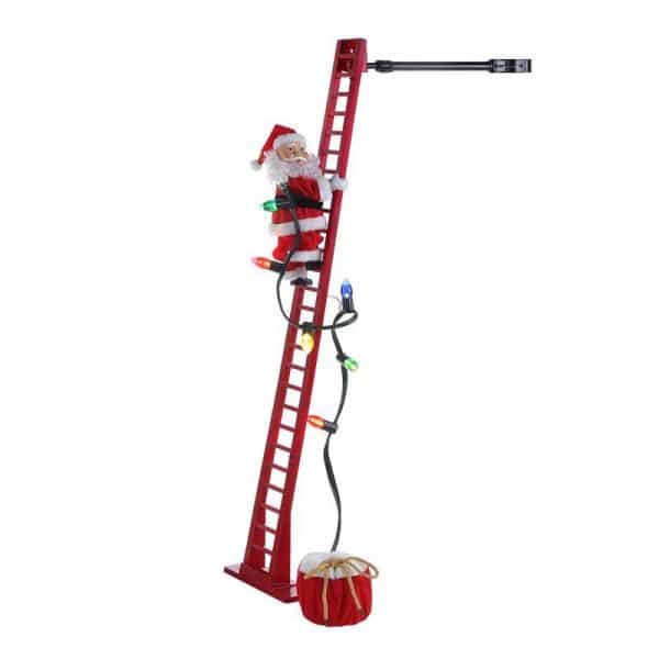 Mr. Christmas LED Red/White Stepping Santa on Ladder Indoor Christmas Decor 40 in.