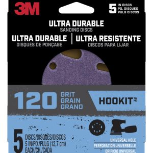 3M Ultra Durable 5 in. Ceramic Hook and Loop Sanding Disc 120 Grit 5 pk