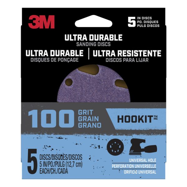 3M Hookit 5 in. Ceramic Hook and Loop Ultra Durable Sanding Disc 100 Grit Medium 5 pk