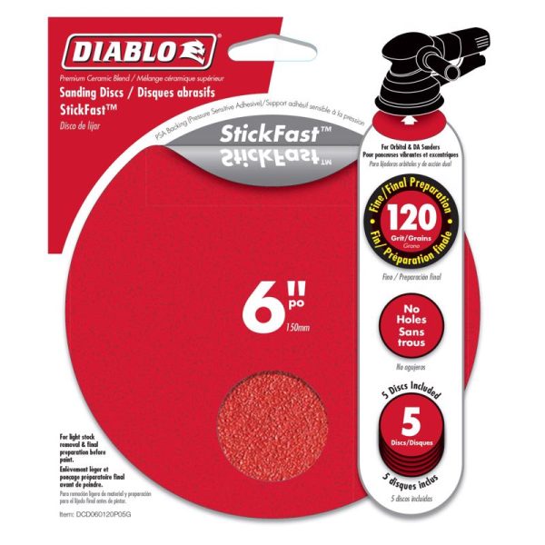 Diablo 6 in. Ceramic Blend Adhesive ROS Sanding Disc 120 Grit Fine 5 pk