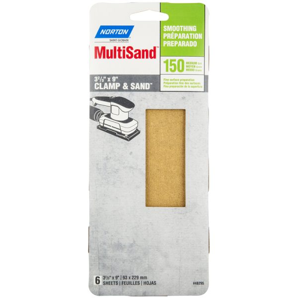 Norton MultiSand 9 in. L X 3-2/3 in. W 150 Grit Aluminum Oxide Sanding Sheet 6 pk