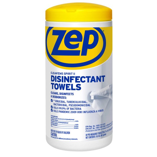 Zep Recycled Fibers Disinfecting Wipes 80 pk