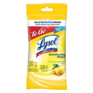 Lysol To Go Lemon & Lime Blossom Scent Disinfecting Wipes 2.6 oz 15 ct