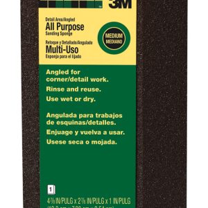 3M 4-7/8 in. L X 2-7/8 in. W X 1 in. 80 Grit Medium Angled Sanding Sponge