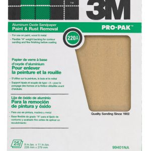 3M Pro-Pak 11 in. L X 9 in. W 220 Grit Aluminum Oxide Sandpaper 25 pk