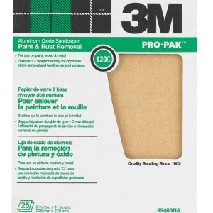 3M Pro-Pak 11 in. L X 9 in. W 120 Grit Aluminum Oxide Sandpaper 25 pk
