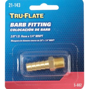 Tru-Flate Brass Barb Hose Fitting 3/8 Male 1 pc