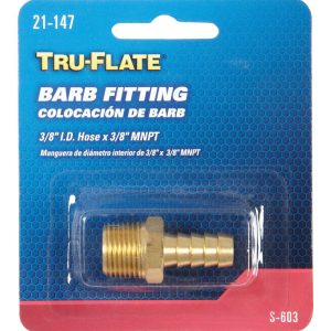 Tru-Flate Brass Barb Hose Fitting 3/8 in. Male 1 pc