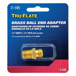 Tru-Flate Brass Ball-End Adapter 1/4 in. Male 1 pc