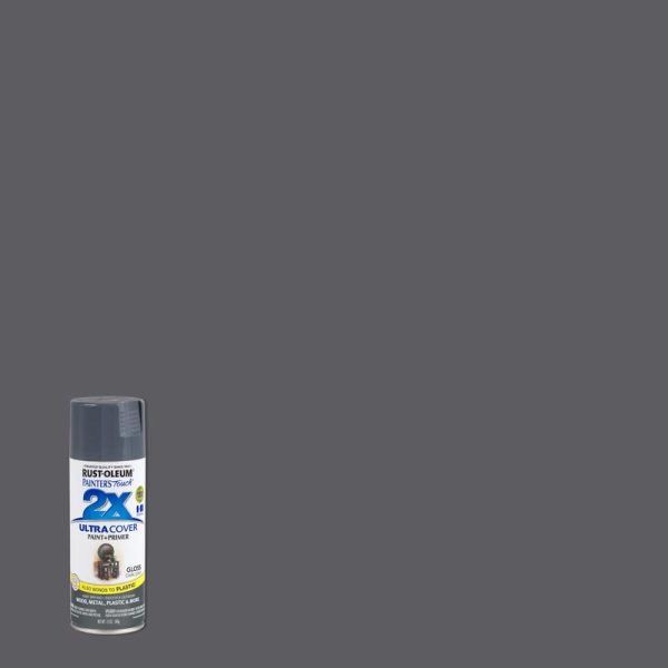 Rust-Oleum Painter's Touch 2X Ultra Cover Gloss Dark Gray Paint+Primer Spray Paint 12 oz