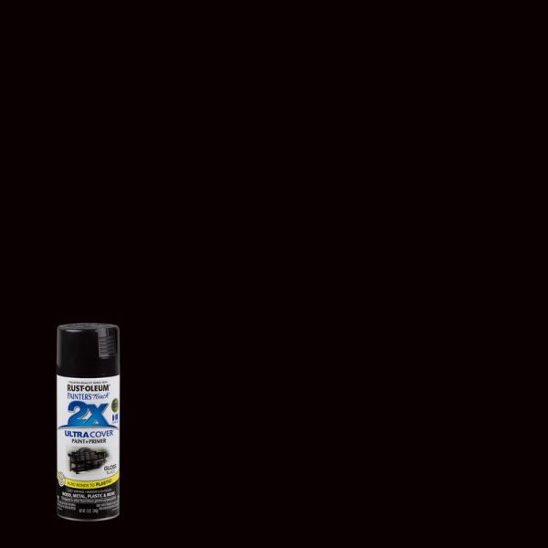 Rust-Oleum Painter's Touch 2X Ultra Cover Gloss Black Paint+Primer Spray Paint 12 oz