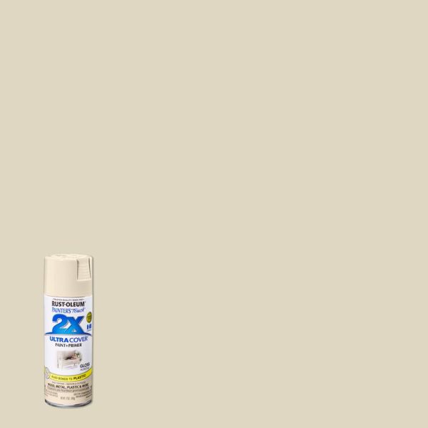 Rust-Oleum Painter's Touch 2X Ultra Cover Gloss Almond Paint+Primer Spray Paint 12 oz