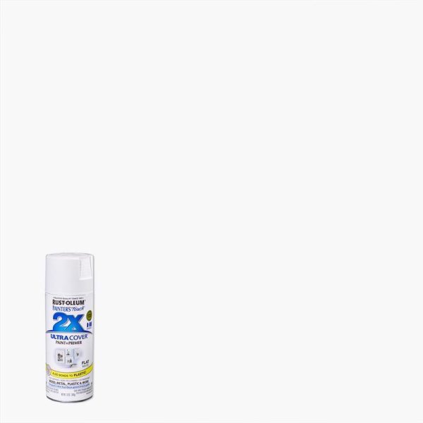 Rust-Oleum Painter's Touch 2X Ultra Cover Flat White Paint+Primer Spray Paint 12 oz