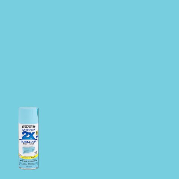 Rust-Oleum Painter's Touch 2X Ultra Cover Satin Aqua Paint+Primer Spray Paint 12 oz