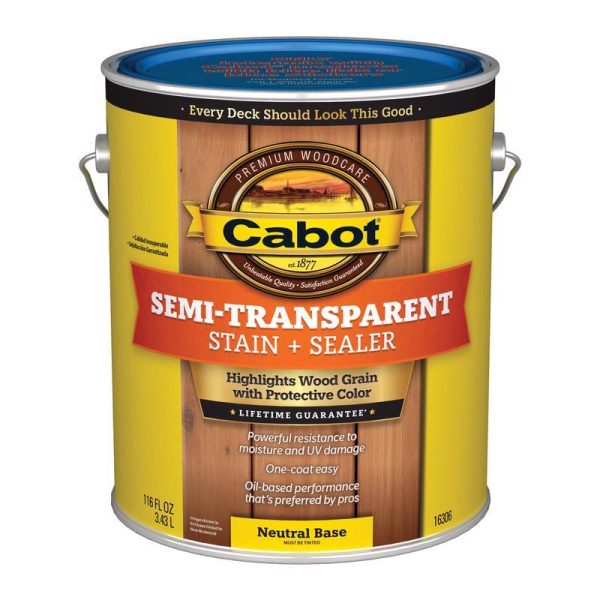 Cabot Low VOC Semi-Transparent Tintable Neutral Base Oil-Based Stain and Sealer 1 gal